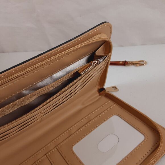 Melodie Cecile M.C. Orange Crossbody Wallet Croc Print Skin Leather Zip Around - Picture 6 of 16